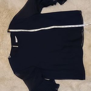 Blouse, navy, long sleeves